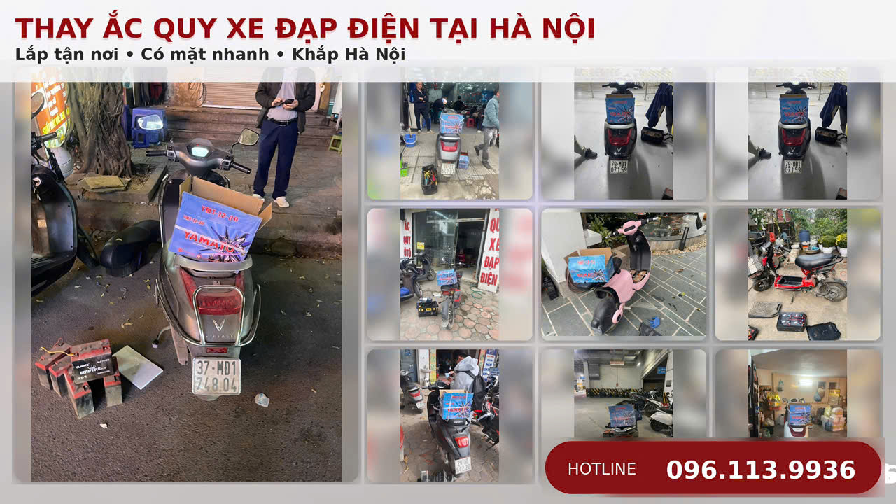 Thay ắc quy xe đạp điện tại nhà Hà Nội của HD Việt